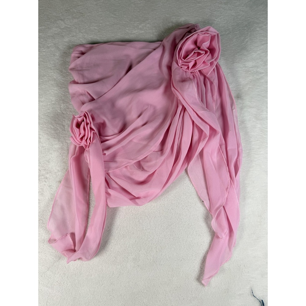 PrettyLittleThing‎ Shirt Womens 0 Pink Chiffon Ruffle Flower Mini Petite Layered